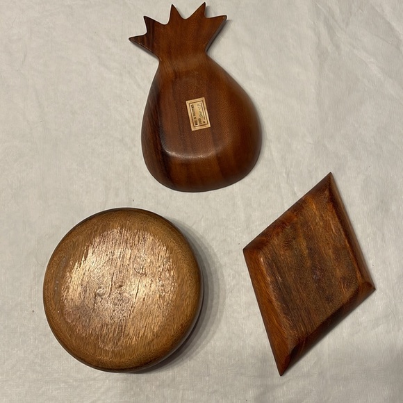 Wooden vintage snack bowls made in the Philippines. Boho - Picture 2 of 11